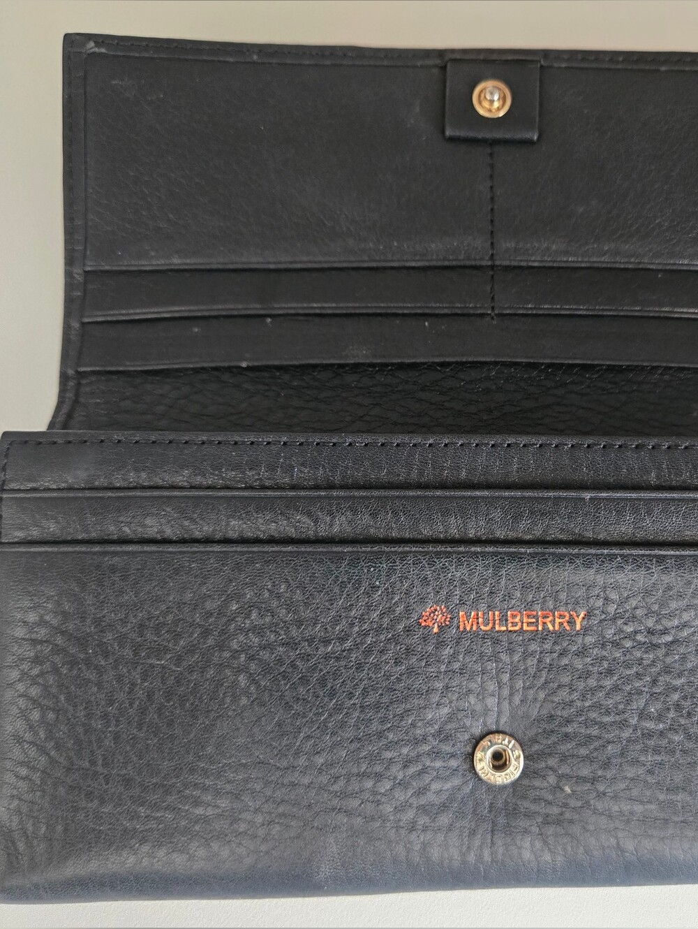 Mulberry Black Leather Wallet with Gold Plaque - Picture 8 of 10